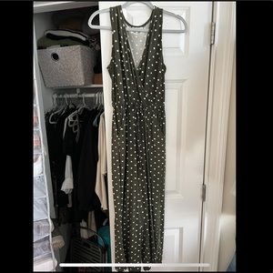 Olive green polka dot jumpsuit